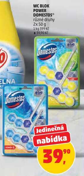 WC BLOK POWER DOMESTOS různé druhy, 2x 50 g 