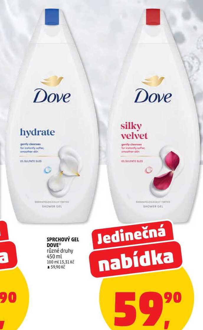 SPRCHOVÝ GEL Jedinečná DOVE různé druhy, 450 ml
