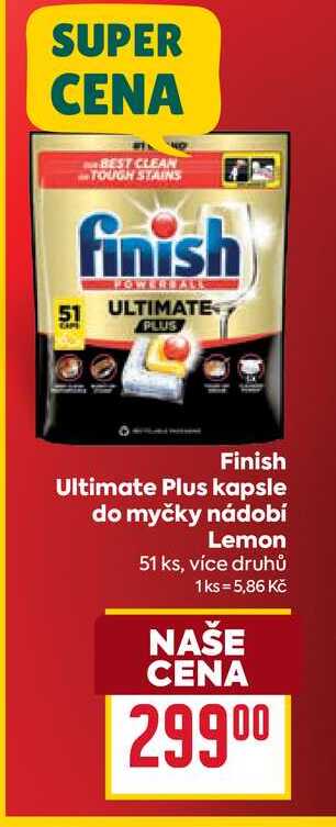 Finish Ultimate Plus kapsle do myčky nádobí Lemon 51 ks BILLA
