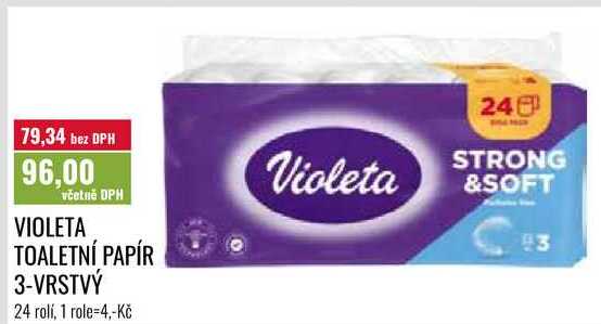 VIOLETA TOALETNÍ PAPÍR 3-VRSTVÝ, 24 rolí Ratio