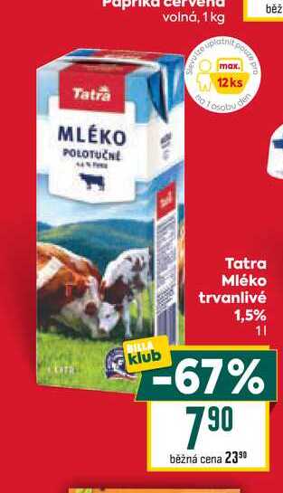 Tatra Mléko trvanlivé 1,5% 1l