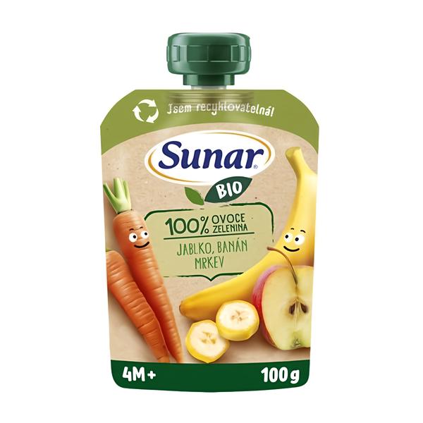 Sunar BIO ovocná kapsička jablko, banán, mrkev 4m+