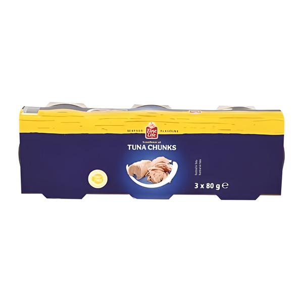 Fine Life Tuňák kousky v rostlinném oleji 3 x 80 g