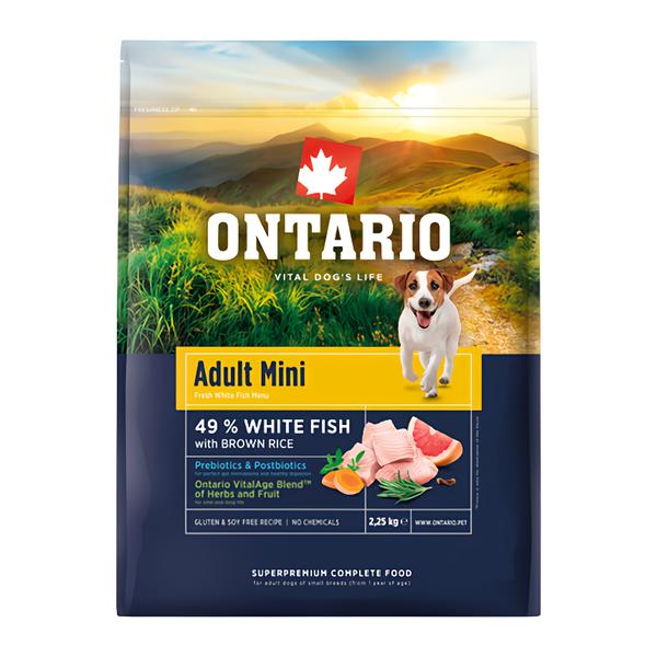Ontario Krmivo Mini Fish & Brown Rice pro dospělé psy