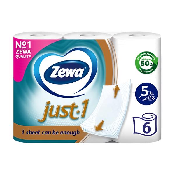 Zewa Just 1 Toaletní papír 5vrstvý, 6 rolí Košík.cz