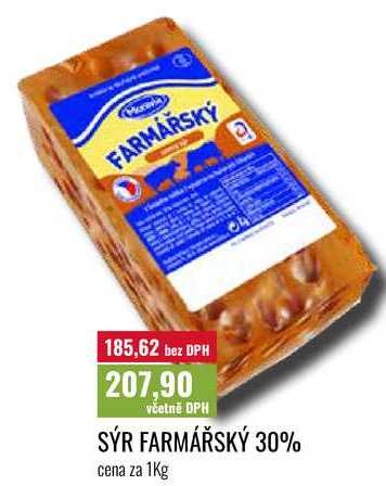 SÝR FARMÁŘSKÝ 30% cena za 1Kg