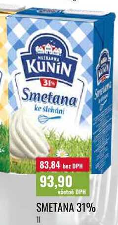 SMETANA 31% 1l v akci