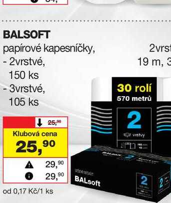 BALSOFT papírové kapesníčky, - 2vrstvé, 150 ks Barvy a laky drogerie 