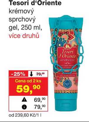 Tesori d'Oriente krémový sprchový gel, 250 ml Barvy a laky drogerie 