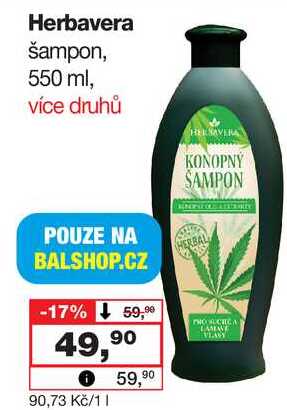 Herbavera šampon, 550 ml Barvy a laky drogerie 