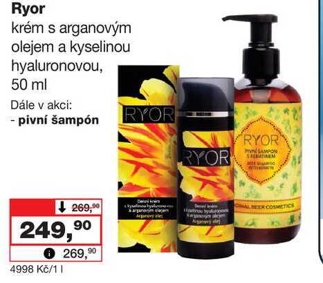 Ryor krém s arganovým olejem a kyselinou hyaluronovou, 50 ml Barvy a laky drogerie 