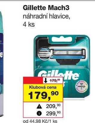Gillette Mach3 náhradní hlavice, 4 ks Barvy a laky drogerie 
