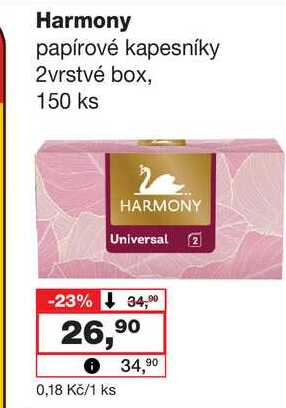 Harmony papírové kapesníky 2vrstvé box, 150 ks Barvy a laky drogerie 