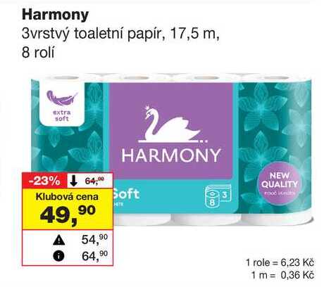 Harmony 3vrstvý toaletní papír, 17,5 m, 8 rolí Barvy a laky drogerie 