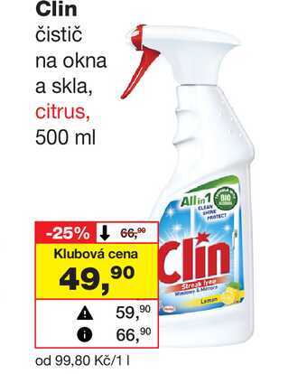 Clin čistič na okna a skla, citrus, 500 ml Barvy a laky drogerie 