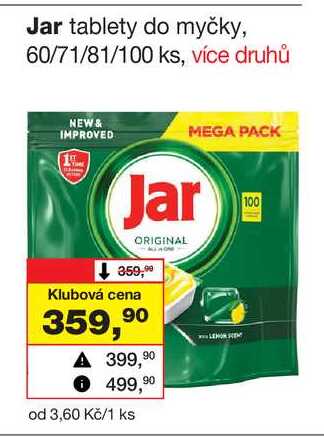 Jar tablety do myčky, 60/71/81/100 ks Barvy a laky drogerie 