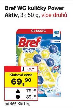 Bref WC kuličky Power Aktiv, 3× 50 g Barvy a laky drogerie 