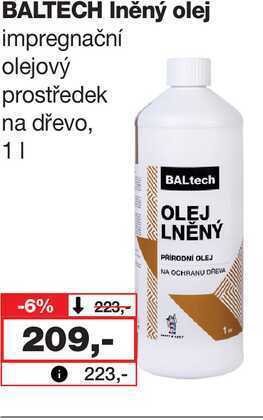 BALTECH Iněný olej impregnační olejový prostředek na dřevo, 1l Barvy a laky drogerie 