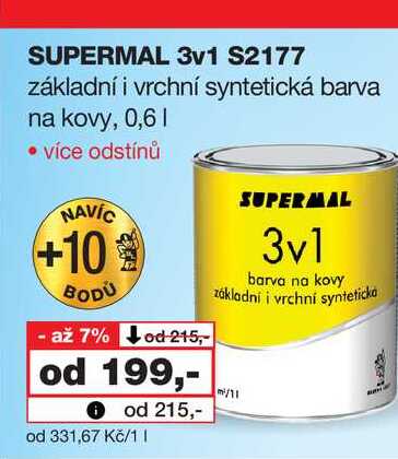 SUPERMAL 3v1 S2177 základní i vrchní syntetická barva na kovy, 0,6l Barvy a laky drogerie 
