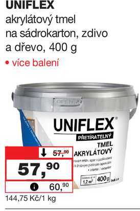 UNIFLEX akrylátový tmel na sádrokarton, zdivo a dřevo, 400 g Barvy a laky drogerie 