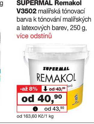 SUPERMAL Remakol V3502 malířská tónovací barva k tónování malířských a latexových barev, 250 g Barvy a laky drogerie 