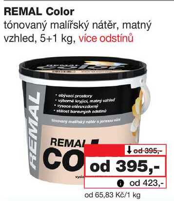 REMAL Color tónovaný malířský nátěr, matný vzhled, 5+1 kg Barvy a laky drogerie 
