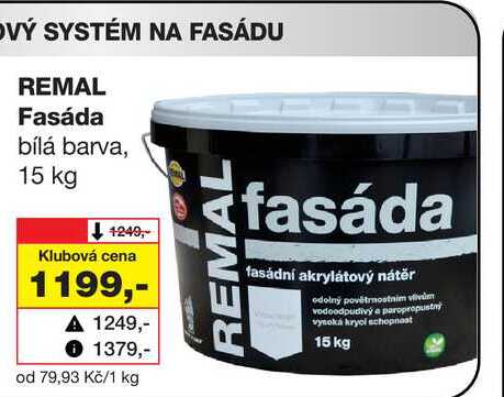 REMAL Fasáda bílá barva, 15 kg