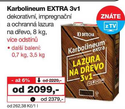 Karbolineum EXTRA 3v1 dekorativní, impregnační a ochranná lazura na dřevo, 8 kg Barvy a laky drogerie 