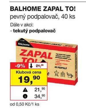BALHOME ZAPAL TO! pevný podpalovač, 40 ks