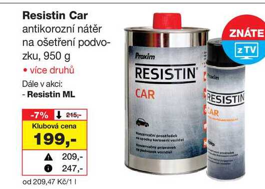 Resistin Car antikorozní nátěr na ošetření podvozku, 950 g Barvy a laky drogerie 