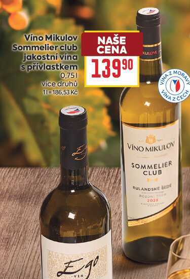Vino Mikulov Sommelier club jakostni vina s přívlastkem 0,75l