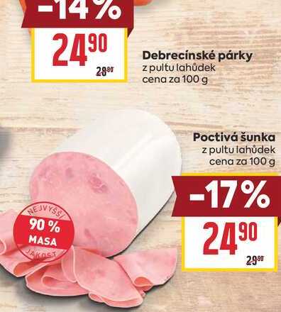 Poctivá šunka z pultu lahůdek cena za 100 g