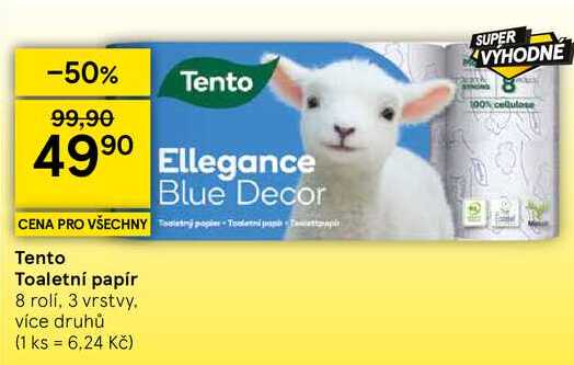 Tento Toaletní papír, 8 rolí, 3 vrstvy Tesco