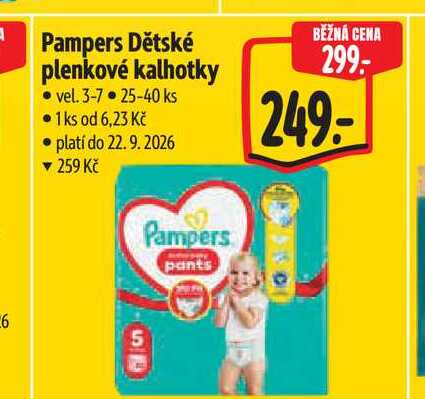 Pampers Dětské plenkové kalhotky vel. 3-7, 25 -40 ks Albert