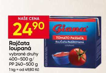 Giana Rajčata loupaná vybrané druhy 400-500 g/ PP 240-500 g