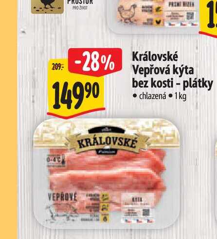   Královské Vepřová kýta bez kosti - plátky 1 kg
