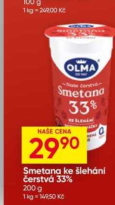 OLMA Smetana ke šlehání čerstvá 33% 200 g