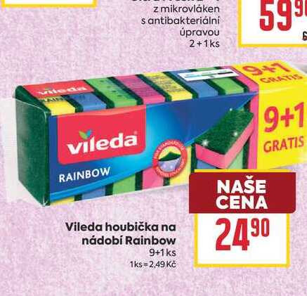 Vileda houbička na nádobí Rainbow 9+1ks BILLA