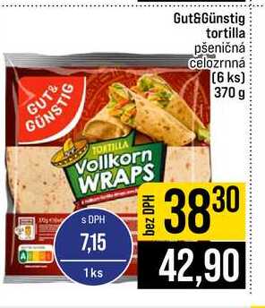 Gut&Günstig tortilla pšeničná celozrnná (6 ks) 370 g