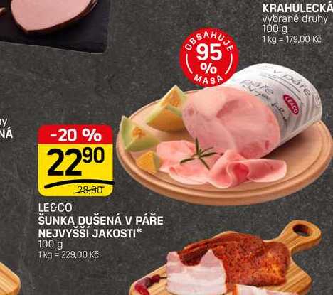 ŠUNKA DUŠENÁ V PÁŘE NEJVYŠŠÍ JAKOSTI* 100 g