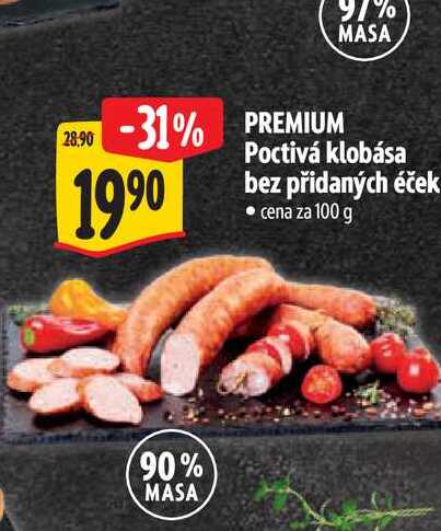 PREMIUM Poctivá klobása bez přidaných éček 100 g