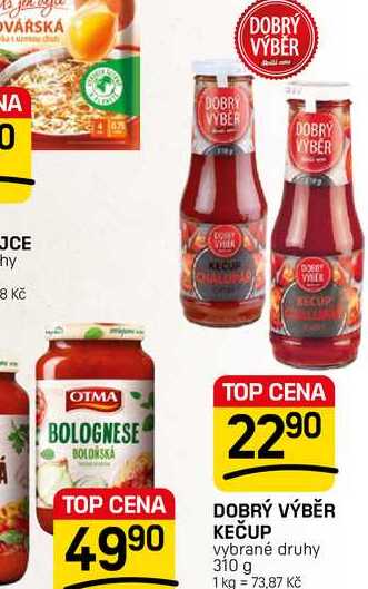 DOBRÝ VÝBĚR KEČUP vybrané druhy 310 g