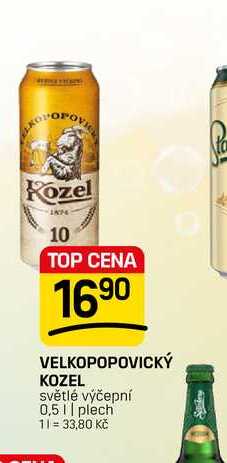 VELKOPOPOVICKÝ KOZEL světlé výčepní 0,5l, plech 