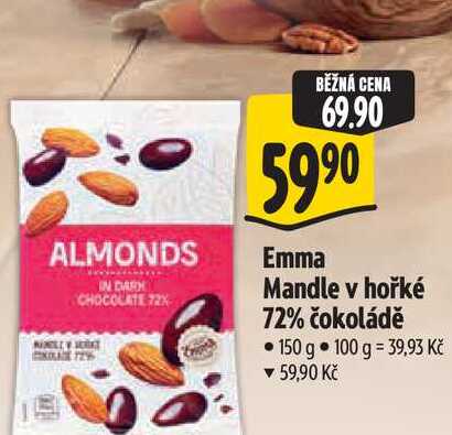Emma Mandle v hořké 72% čokoládě 150 g