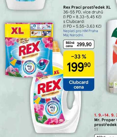 Rex Prací prostředek XL, 36-55 PD, více druhů Tesco