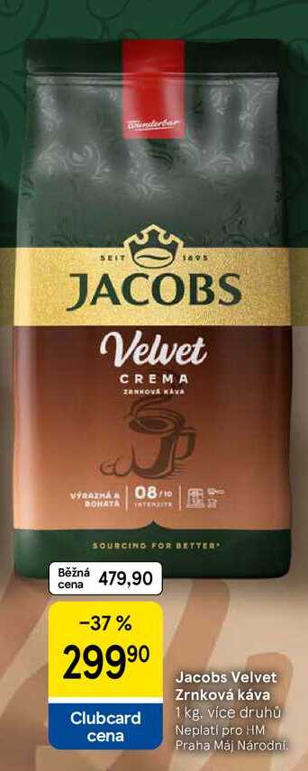 Jacobs Velvet Zrnková káva, 1 kg