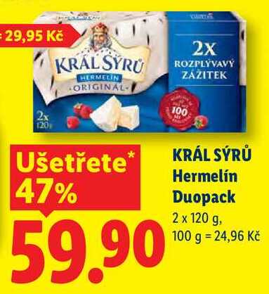 KRÁL SÝRŮ Hermelín Duopack 2 x 120 g