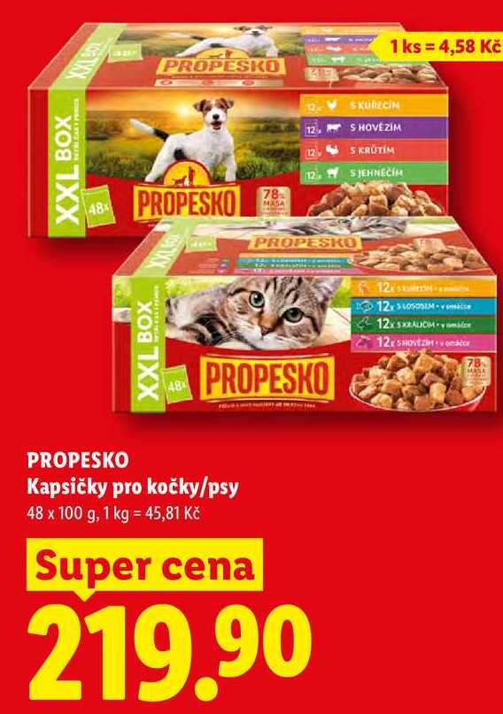 PROPESKO Kapsičky pro kočky/psy 48 x 100 g