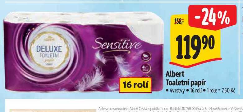 Albert Toaletní papír 4vrstvý 16 rolí