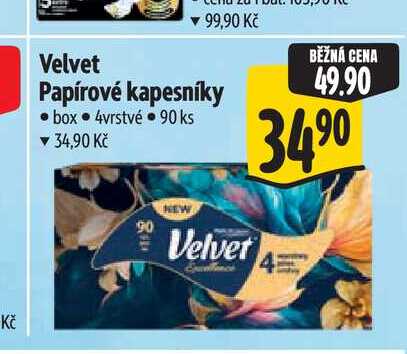 Velvet Papírové kapesníky box 4vrstvé 90 ks